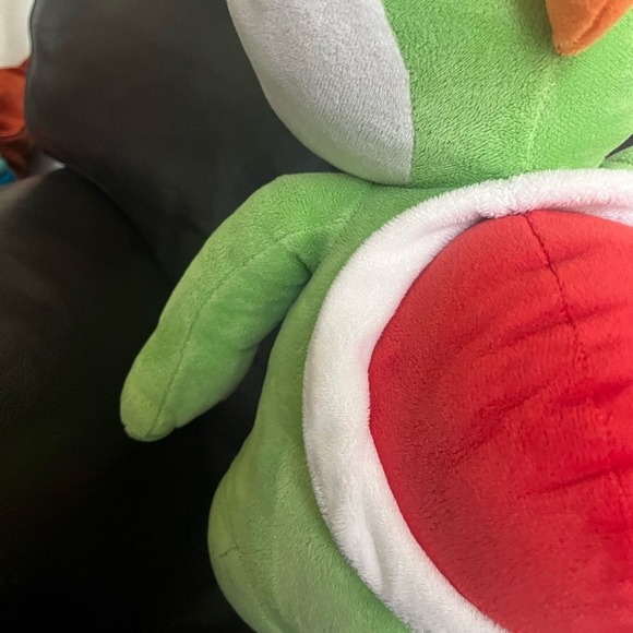 Vintage Super Mario Bros. Yoshi Green & Orange Dinosaur Plush Toy Stuffed 20" - Picture 12 of 16